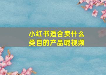 小红书适合卖什么类目的产品呢视频