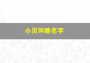 小贝叫啥名字