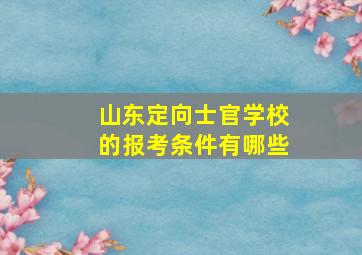 山东定向士官学校的报考条件有哪些