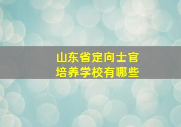 山东省定向士官培养学校有哪些