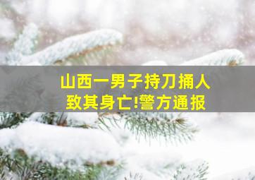 山西一男子持刀捅人致其身亡!警方通报