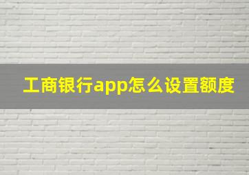 工商银行app怎么设置额度