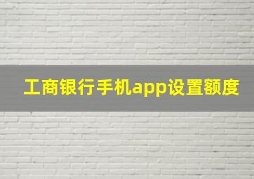 工商银行手机app设置额度