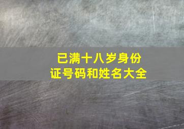 已满十八岁身份证号码和姓名大全