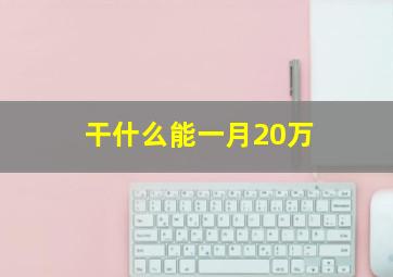 干什么能一月20万