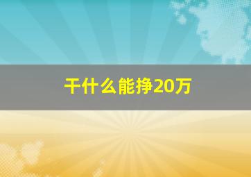 干什么能挣20万