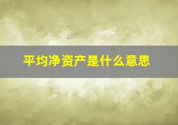 平均净资产是什么意思