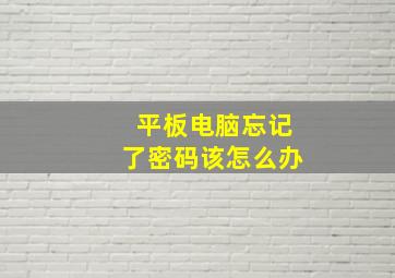 平板电脑忘记了密码该怎么办