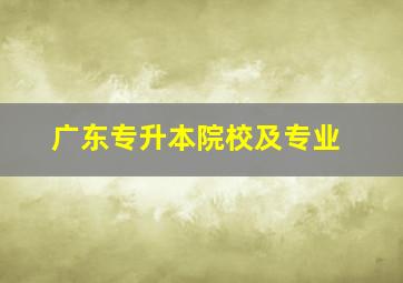 广东专升本院校及专业