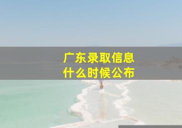 广东录取信息什么时候公布