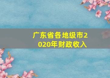 广东省各地级市2020年财政收入