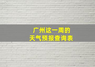 广州这一周的天气预报查询表