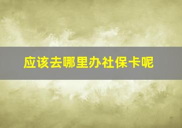 应该去哪里办社保卡呢