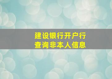 建设银行开户行查询非本人信息