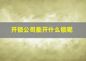 开锁公司能开什么锁呢