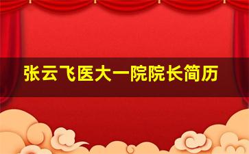 张云飞医大一院院长简历