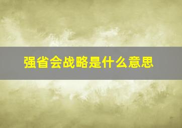 强省会战略是什么意思