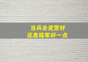 当兵去武警好还是陆军好一点