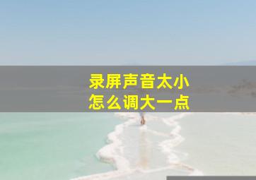 录屏声音太小怎么调大一点