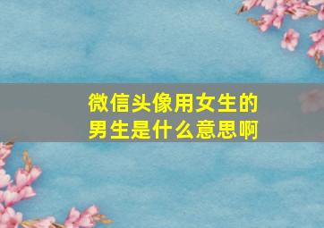 微信头像用女生的男生是什么意思啊