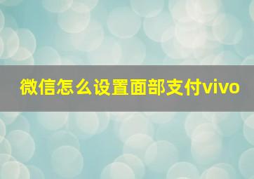 微信怎么设置面部支付vivo