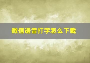 微信语音打字怎么下载