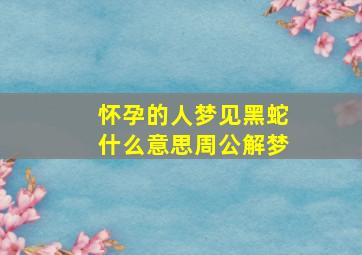 怀孕的人梦见黑蛇什么意思周公解梦