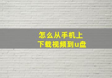 怎么从手机上下载视频到u盘