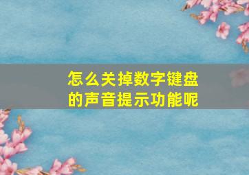 怎么关掉数字键盘的声音提示功能呢