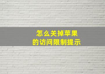 怎么关掉苹果的访问限制提示