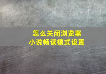 怎么关闭浏览器小说畅读模式设置