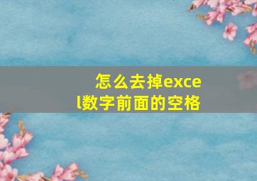 怎么去掉excel数字前面的空格