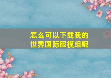 怎么可以下载我的世界国际服模组呢