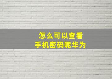 怎么可以查看手机密码呢华为