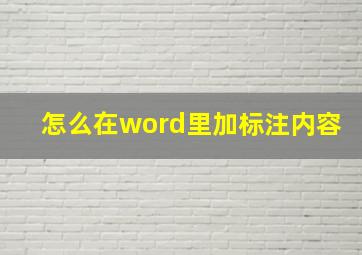 怎么在word里加标注内容