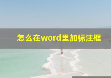 怎么在word里加标注框