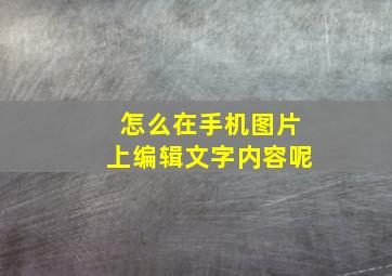 怎么在手机图片上编辑文字内容呢