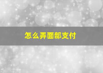 怎么弄面部支付