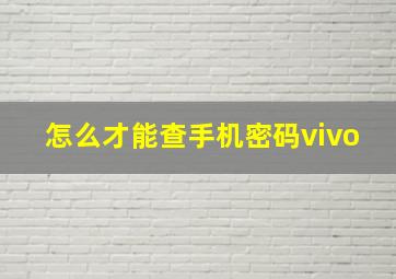 怎么才能查手机密码vivo