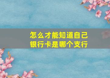 怎么才能知道自己银行卡是哪个支行