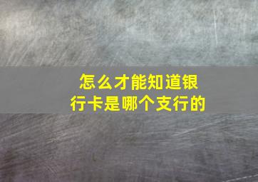 怎么才能知道银行卡是哪个支行的