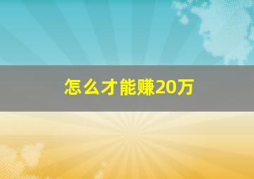 怎么才能赚20万