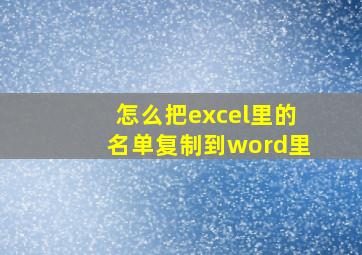 怎么把excel里的名单复制到word里