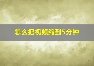 怎么把视频缩到5分钟