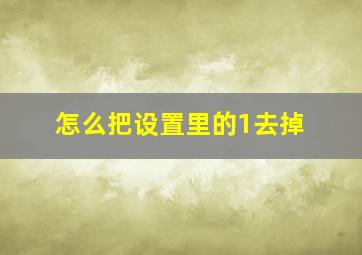 怎么把设置里的1去掉