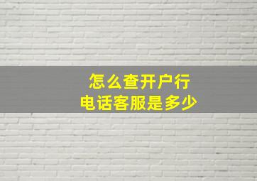 怎么查开户行电话客服是多少