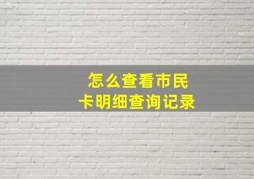 怎么查看市民卡明细查询记录