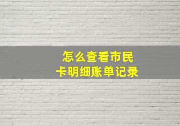 怎么查看市民卡明细账单记录