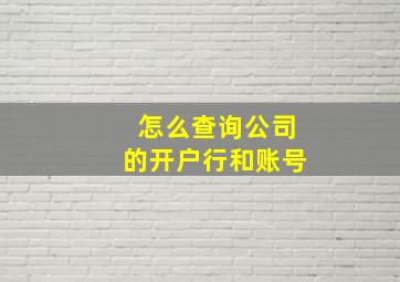 怎么查询公司的开户行和账号