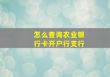 怎么查询农业银行卡开户行支行